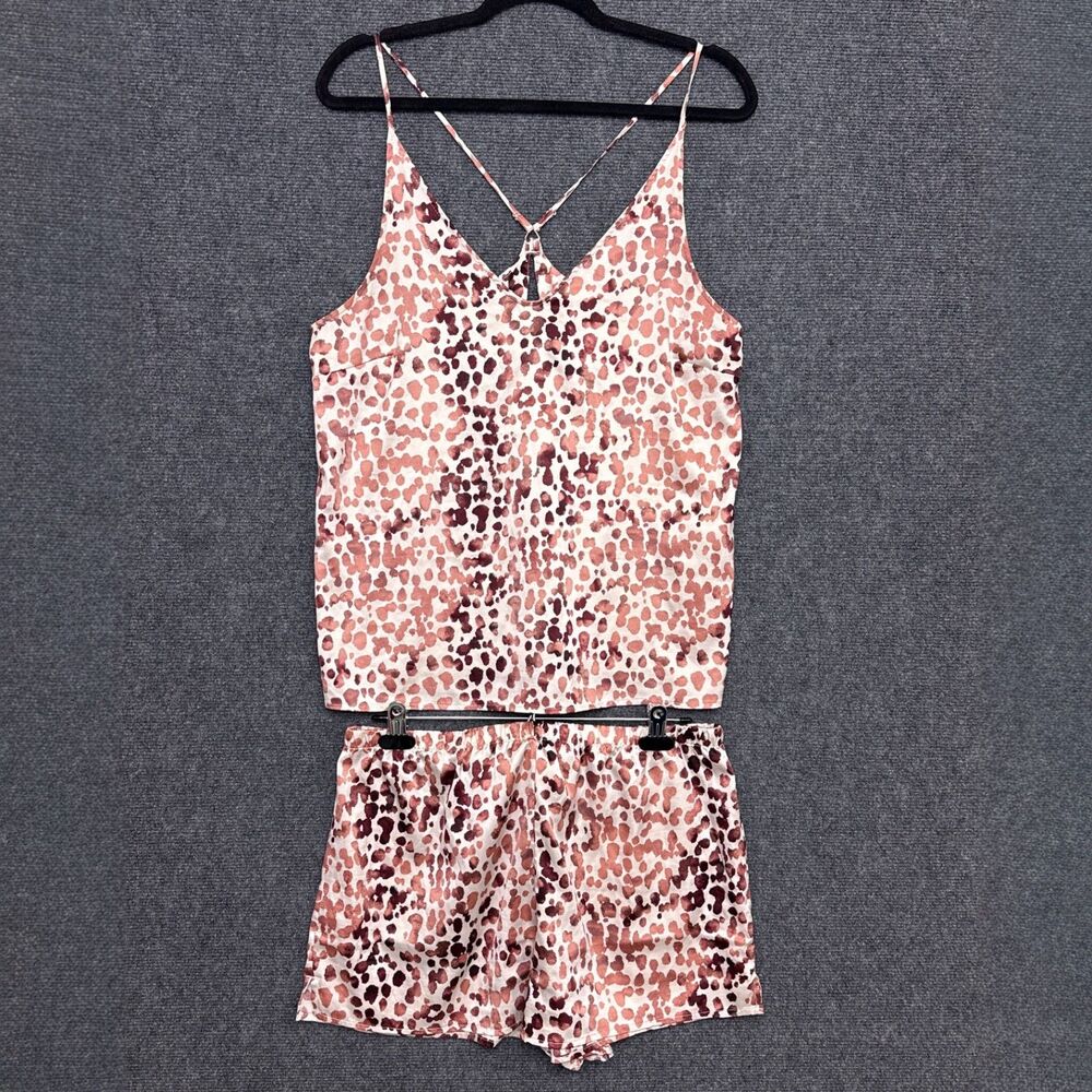 Stars Above Pajama Set M Satin Cami Shorts Leopard Print Sleek Dorm Loungewear